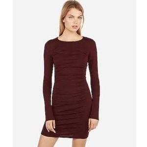 Ruched Long Sleeve Sweater Dress